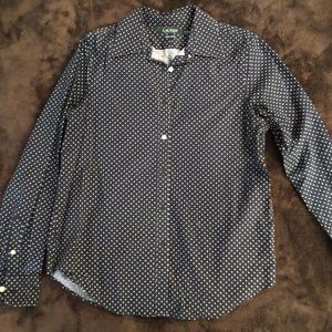 Lauren Ralph Lauren  - Women's dress shirt - blue and white polka dot-  - size M